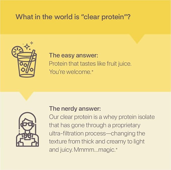 Clear Whey Isolate Protein Powder, Frosty Lemonade, 20g Complete Protein per Serving, No Added Sugar, Grass-Fed, 21 Servings