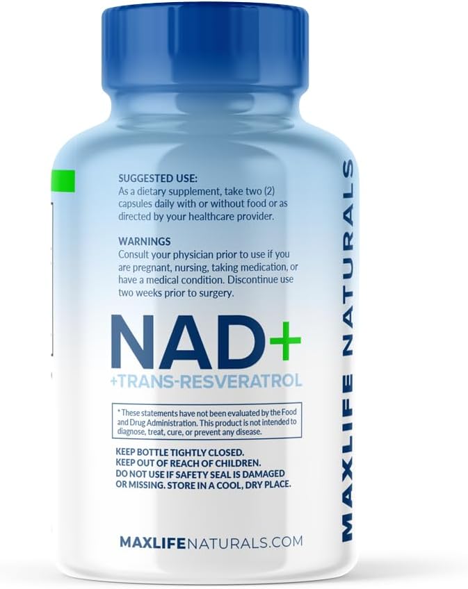 Liposomal NAD+ Trans-Resveratrol Supplement 1500mg - 120 Capsules - Liposomal NAD Supplements for Women and Men, High Purity-NAD Cell Regenerator, Cognitive & Anti Aging Supplement for Women & Men