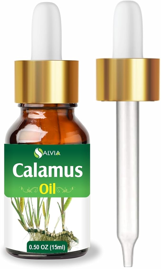 Salvia Calamus Oil (Acorus Calamus) Therapeutic Essential Oil with Dropper by Salvia Amber Bottle 100% Natural Uncut Undiluted Pure Cold Pressed Aromatherapy Premium Oil - 15ML/ 0.5 fl oz