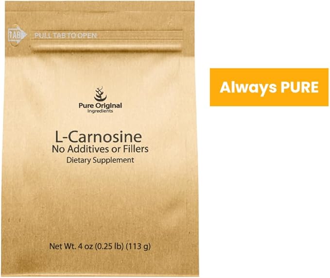 PURE ORIGINAL INGREDIENTS L-Carnosine Powder (4 oz), Dietary Supplement, Lab-Verified, No Additives or Fillers