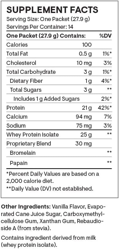 THORNE - Whey Protein Isolate - 21 Grams of Easy-to-Digest Whey Protein Powder - NSF Certified for Sport - Vanilla - 13.79 Ounces - 14 Packets