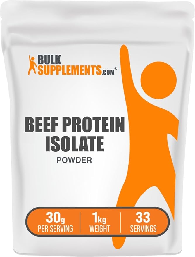 BulkSupplements.com Beef Protein Isolate Powder - Lactose Free Protein Powder, Beef Protein Powder - Unflavored & Gluten Free, 30g per Serving, 1kg (2.2 lbs) (Pack of 1)