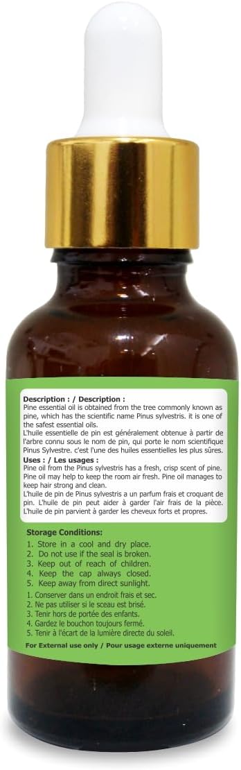 Pine (Pinus Sylvestris) Essential Oil 100% Pure & Natural - Undiluted Uncut Oil - Use for Aromatherapy - Therapeutic Grade - 50ml with Dropper