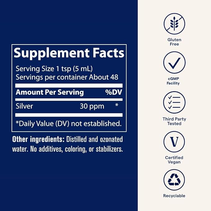 Trace Minerals Colloidal Silver - Liquid Mineral Supplement with Super-Oxygenated Colloidal Silver - Immunity & Overall Health Support - Highly Absorbable Supplement - 8 fl oz (About 24 Servings)