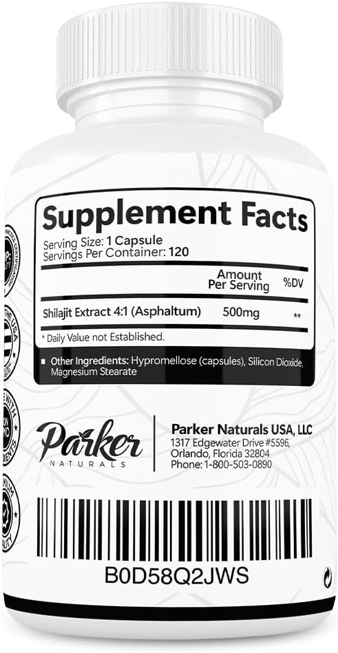 Pure Himalayan Shilajit Capsules, 2000 mg Strength Shilajit Resin and Fulvic Acid Supplement, Vegan and Gluten-Free Capsules, 120 Count