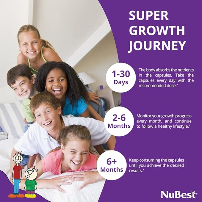 NuBest Tall, Bone Health Supplement - Grow Taller, Strength Increase Formula for Children (5+) & Teens Helps Maximum Bone Health with Calcium, Collagen & Herbs - 6 Pack