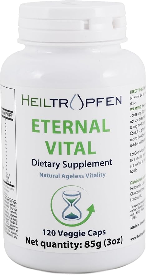 Eternal Vital - Natural Ageless Vitality | 12-Compound Complex | 120 Veggie Capsules | Dietary Supplement