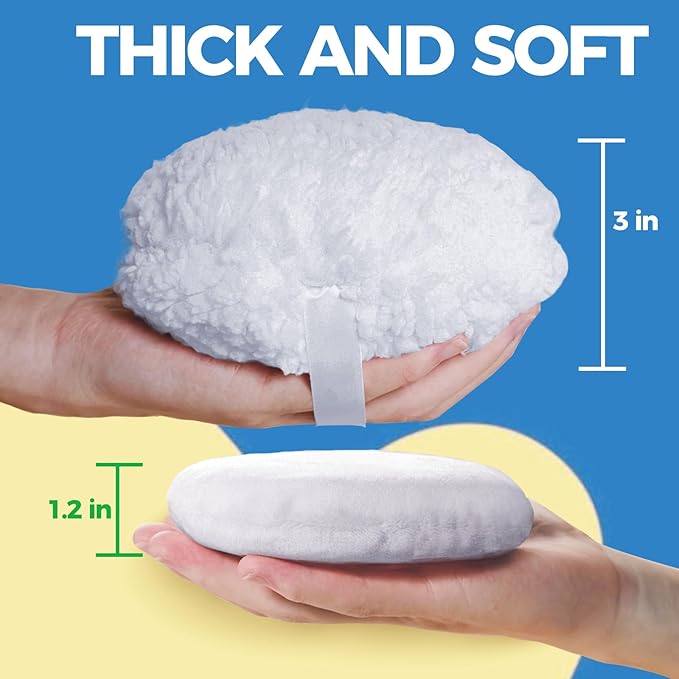2pcs Powder Puffs, 6'' Powder Puff for Body and 5'' Dusting Powder Puff and Container, Extra Large, Fluffy Soft, Reusable&Washable