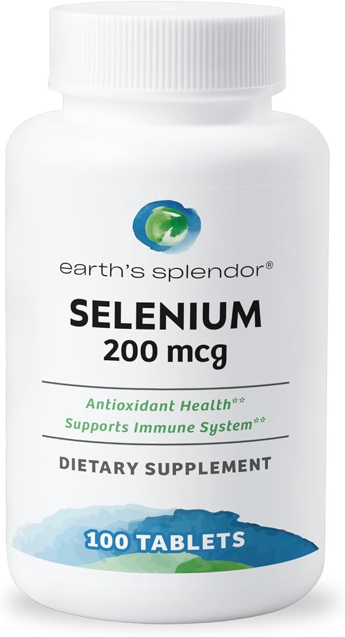 Earth's Splendor Selenium 200 mcg Supplement for Men & Women, Support Antioxidant Health and Immune System (100 Tablets, 3+ Month Supply)