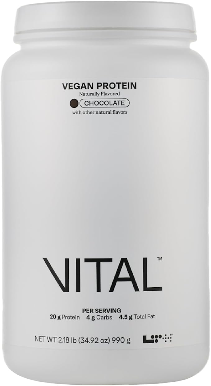 VITAL Vegan Protein - Trusted by Life Time fitness Members - Plant-Based Protein Powder - Made from Pea Protein - Supports a Healthy Immune System - Gluten Free & Soy Free - Chocolate, 30 Servings