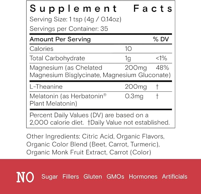 Moon Juice - Sleepy Magnesi-Om, Cherry - Jar (35 Servings) - Sleep Support Aid - Plant Based Melatonin, Magnesium & L-Theanine - 3rd Party Tested - 100% Traceable - Glass Jar - Vegan, Non GMO - 4.2oz