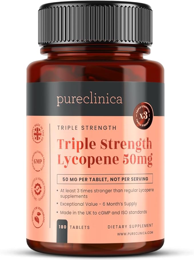 pureclinica Lycopene 50mg x 180 Tablets (6 Months Supply). 300% Strength of Regular Lycopene Tablets