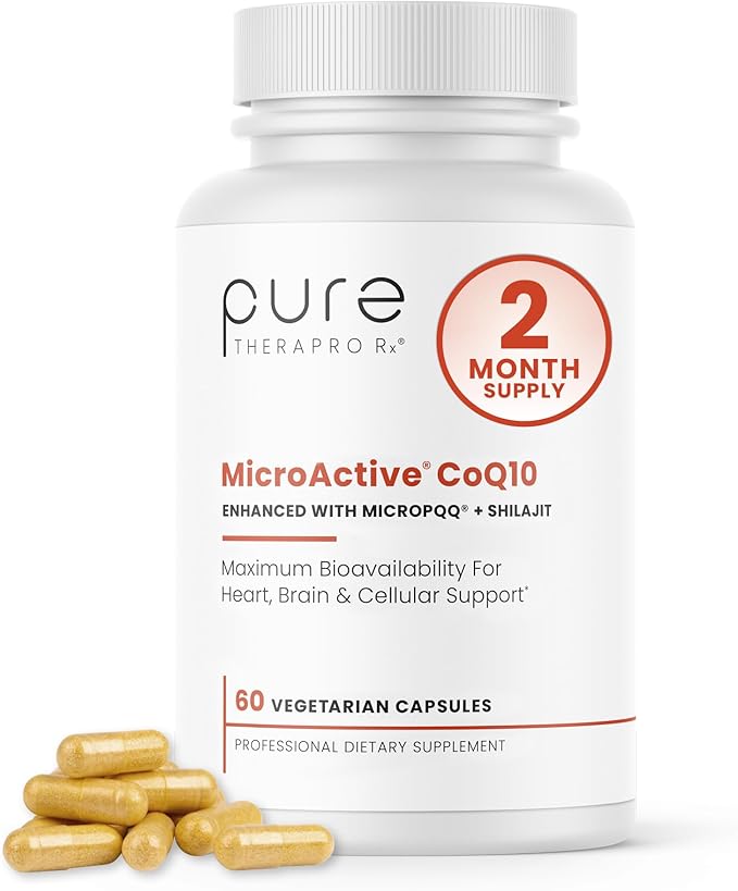 MicroActive CoQ10 Enhanced with MicroPQQ + Shilajit โSustained Releaseโ 60 Veg Caps | Convenient Once a Day Clinical Dose | 2 Month Supply | Vegan | Pharmaceutical Grade