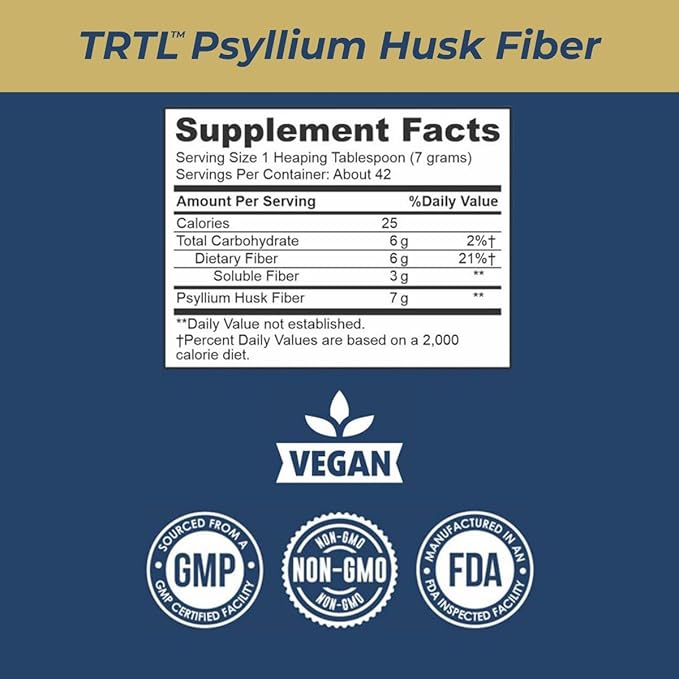 Psyllium Husk Powder - Natural Fiber Supplement for Gut Health & Regularity - 6g Fiber per Serving | 42 Servings | Vegan, Non-GMO