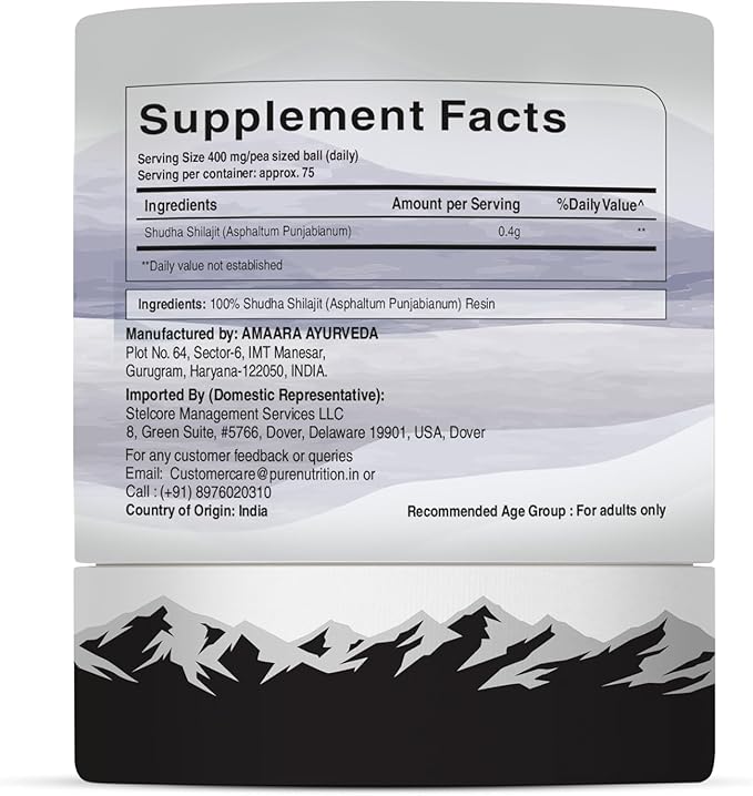 Pure Nutrition Himalayan Shilajit Resin for Men & Women | 60 GMS | 150 Servings | High Potency Pure Himalayan Shilajit Resin with 85+ Trace Minerals, 75%+ Fulvic Acid | 30 Gram X Pack of 2