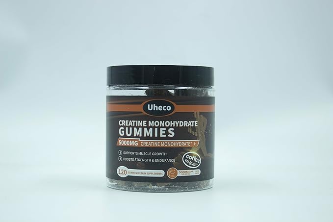 Coffee Flavor Creatine Monohydrate Gummies for Men & Women,Contains L-Taurine + Vitamin B12, Betaine, L-Citrulline for Improve Exercise Endurance, Muscle Strength -120 Count