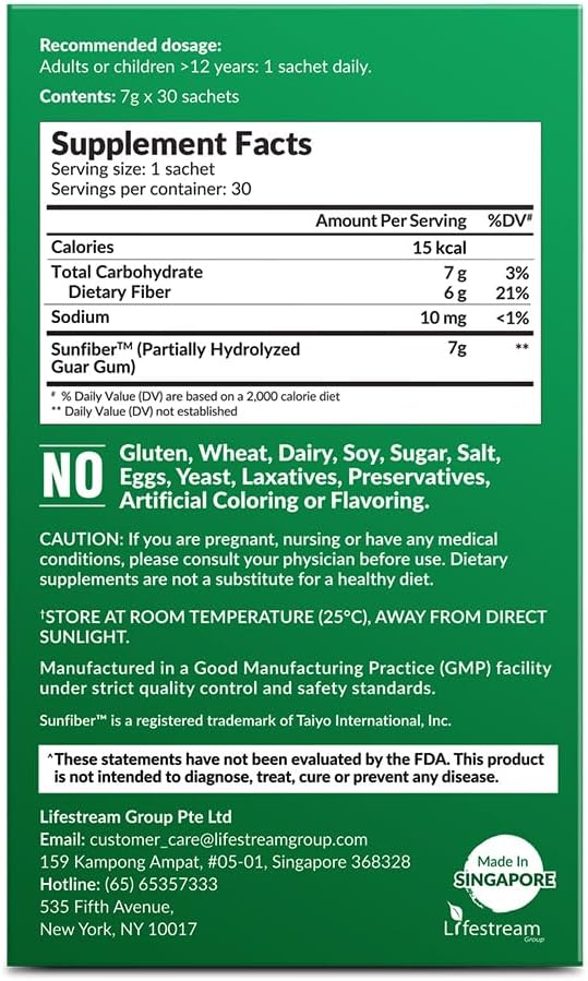 LABO Nutrition Bioactive Organic Fiber – Sunfiber PHGG Soluble Prebiotic Fiber for Digestive Regularity & Gut Health – Partially Hydrolyzed Guar Gum, Low FODMAP, Unflavored, Vegan, Non-GMO, 30 Sachets