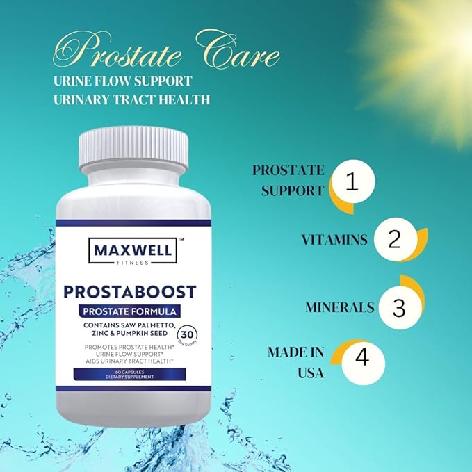PureProsta Boost Men's Prostate Support with Saw Palmetto, Zinc, Selenium & 19 Herbs - Urinary Flow & Bladder Control Formula - Proprietary Blend with Pygeum & Plant Sterols - 60 Veggie Caps