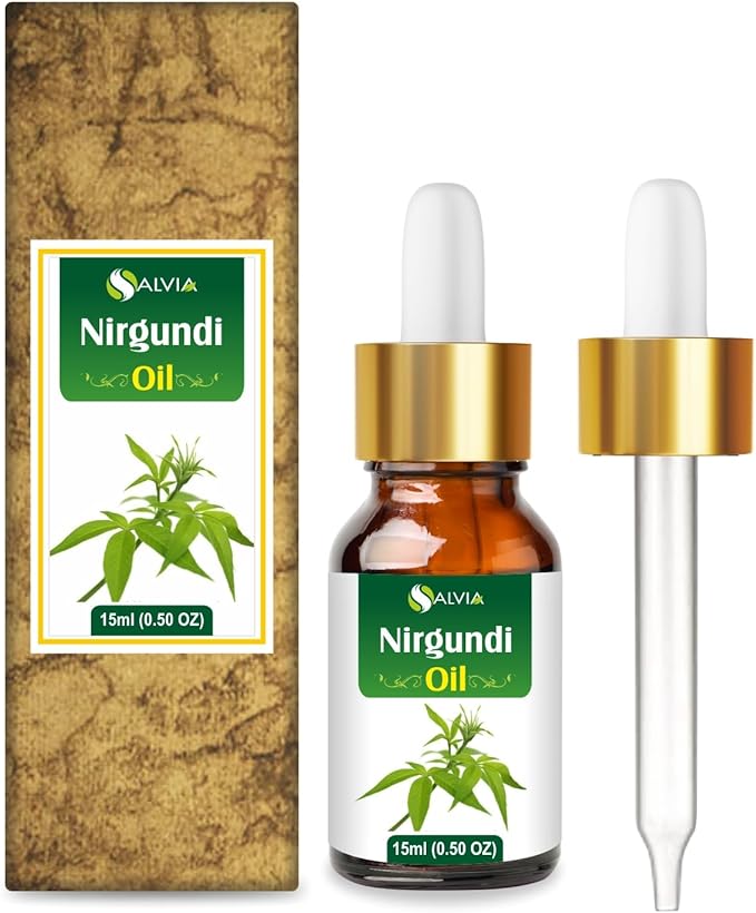 Nirgundi Oil (Vitex negundo) Essential Oil 100% Pure & Natural Undiluted Unrefined Uncut Organic Standard Oil Therapeutic Grade Oil Aromatherapy Bulk Oil (0.50 Fl Oz (Pack of 1))