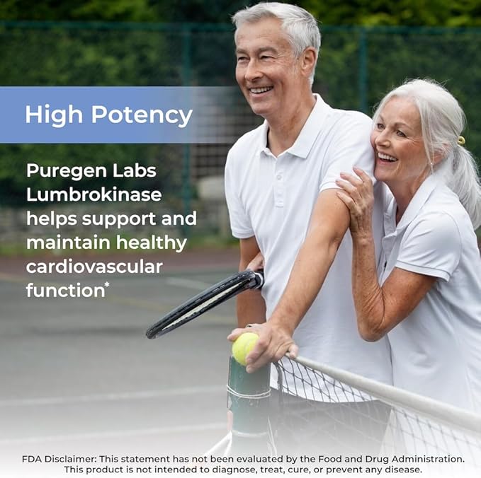 Puregen Labs Lumbrokinase 40mg per Capsule High Potency Supplement | High Activity Lumbrokinase Enzymes | No Harmful Additives | Non-GMO | Gluten Free | Made in USA - 60 Vegetarian Capsules