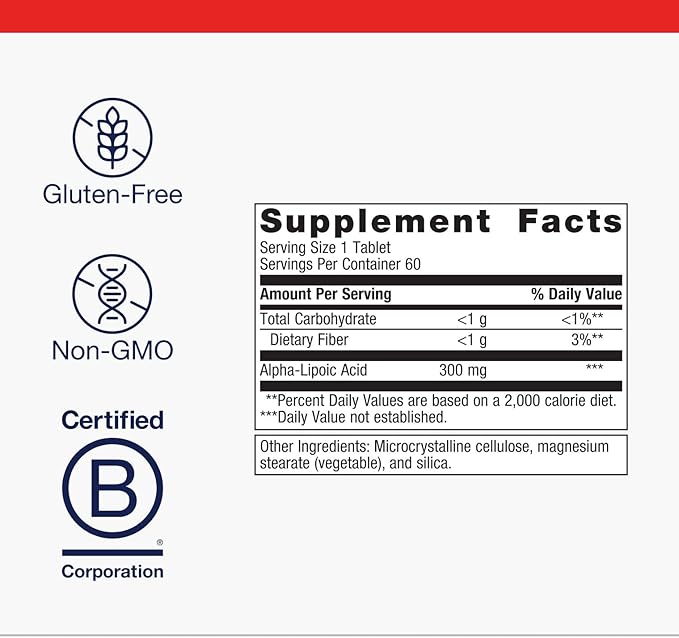 Metagenics Alpha-Lipoic Acid 300 mg to Help Support a Healthy Metabolism and Tissue Health, ALA - 60 Tablets