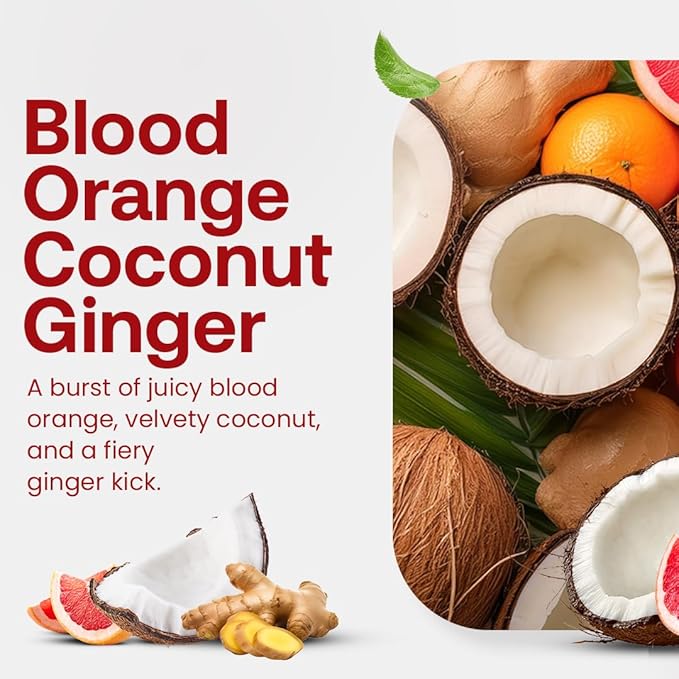 Dr. Smoothie Refreshers Blood Orange Coconut Ginger – Made with Real Fruit Juice – Drink Concentrate, No Artificial Colors, Shelf-Stable – Lightly Caffeinated with Green Coffee Extract (46 oz Bottle)