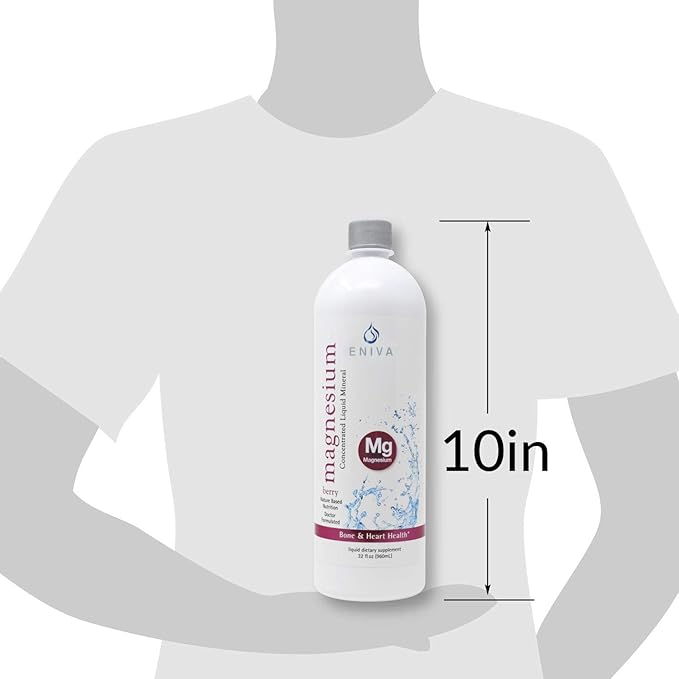 Liquid Ionic Magnesium Supplement (32oz) Digestive Health, Muscle Energy and Bones. Doctor Formulated. Zero Calories. Zero Sugar. by Eniva Health.