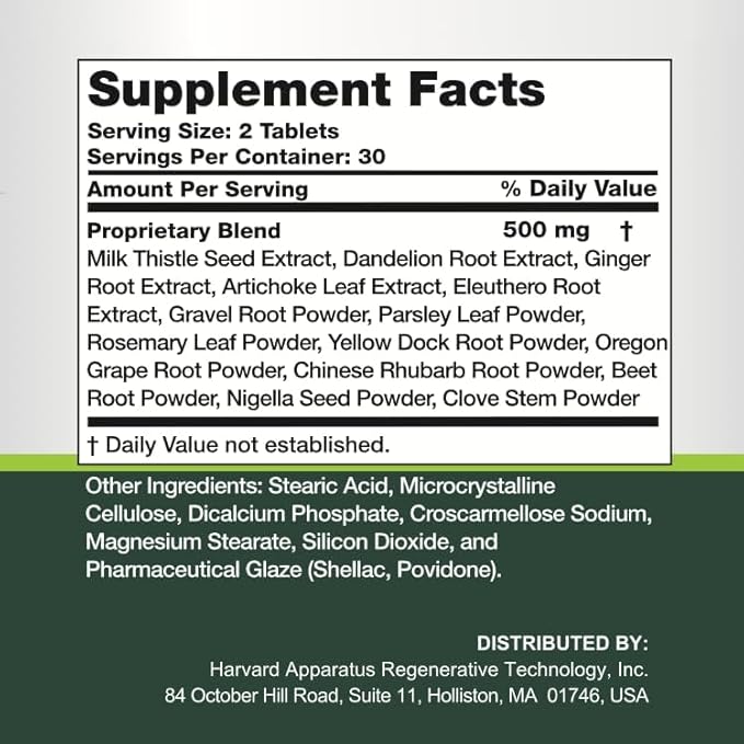 Harvard Apparatus Advanced Liver Cleanse Detox & Repair - Herbal Liver Support with 14-in-1 Herbs-Silymarin Milk Thisitle with Dandelion, Artichoke, Ginger, Boost Energy & Digestive, 60 Tablets