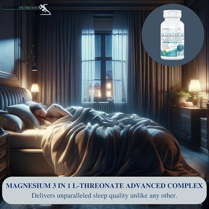 Kappa Nutrition Magbrain™ Magnesium L-Threonate Plant-Based, 420mg Elemental Magnesium (3 Capsules) from 2,253mg, 120 Vegan Capsules, Brain, Sleep & Muscle Support.