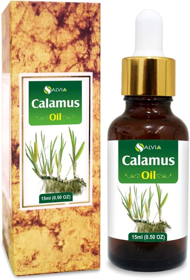 Salvia Calamus Oil (Acorus Calamus) Therapeutic Essential Oil with Dropper by Salvia Amber Bottle 100% Natural Uncut Undiluted Pure Cold Pressed Aromatherapy Premium Oil - 15ML/ 0.5 fl oz