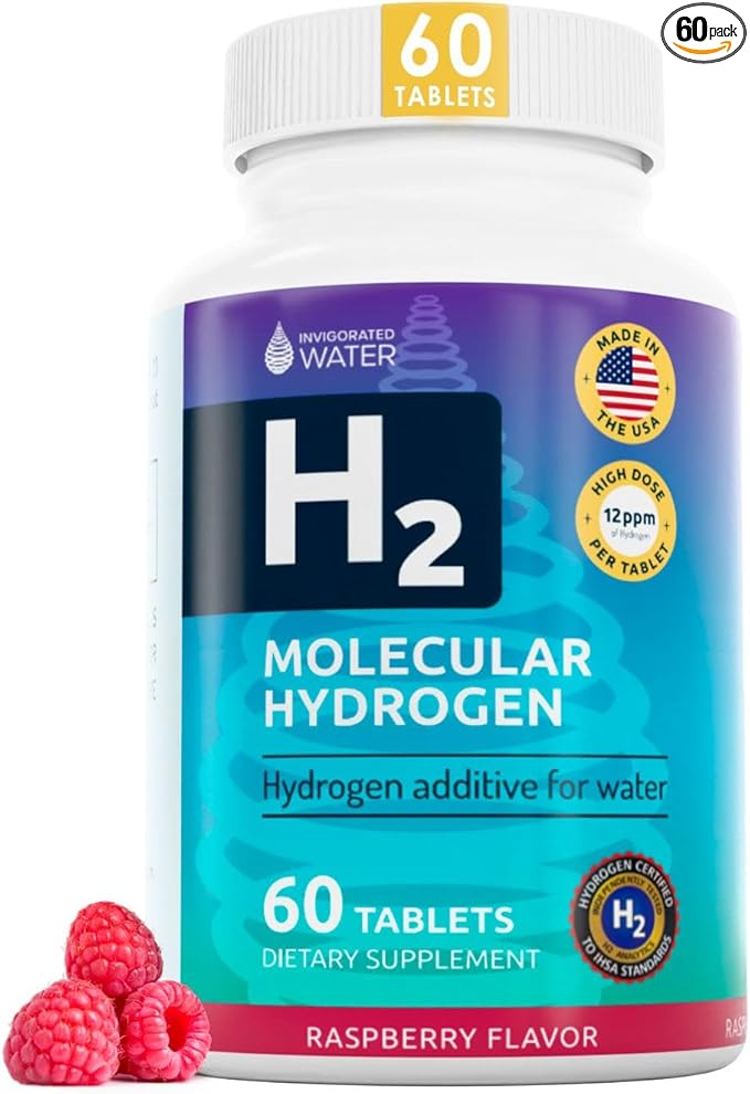 Invigorated Water - Hydrogen Water Tablets with Magnesium, 60 Servings - H2 Supplements Support Normal Energy, Brain, and Cognitive Health, Raspberry Flavor