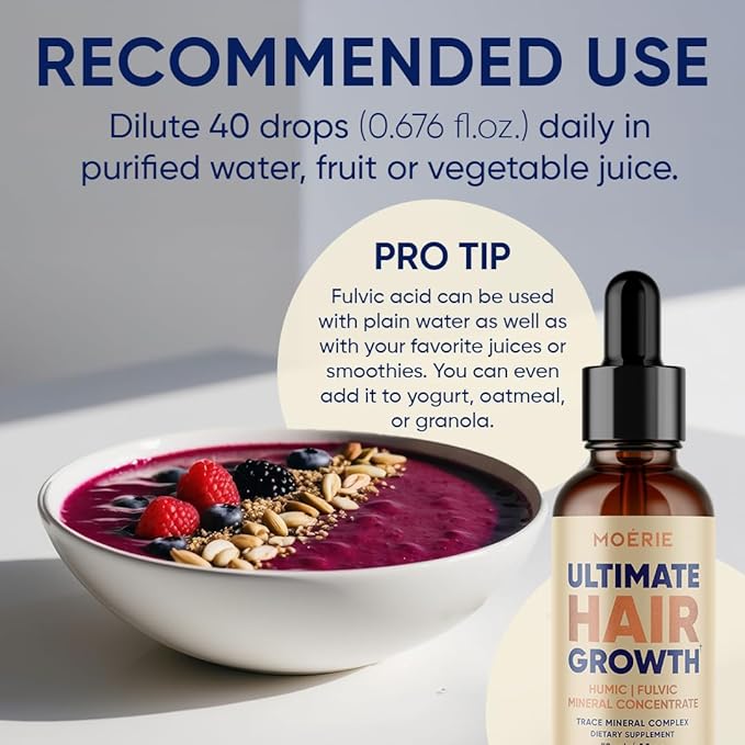 Moerie Fulvic Acid & Humic Acid Trace Mineral Drops - 77 Trace Minerals, 18 Amino Acids, 5 Vitamins - Fulvic Humic Mineral Blend - Liquid Minerals Supplements - 2fl oz