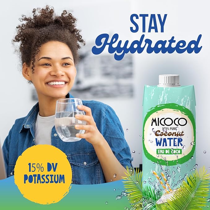 MICOCO Coconut Water, No Added Sugar, 16.9 Fl Oz (Pack of 12)
