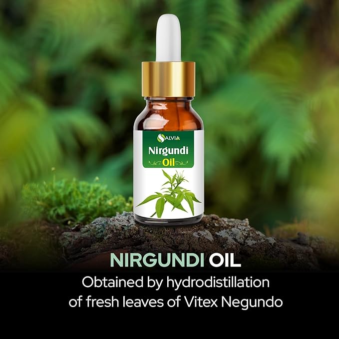 Nirgundi Oil (Vitex negundo) Essential Oil 100% Pure & Natural Undiluted Unrefined Uncut Organic Standard Oil Therapeutic Grade Oil Aromatherapy Bulk Oil (0.50 Fl Oz (Pack of 1))