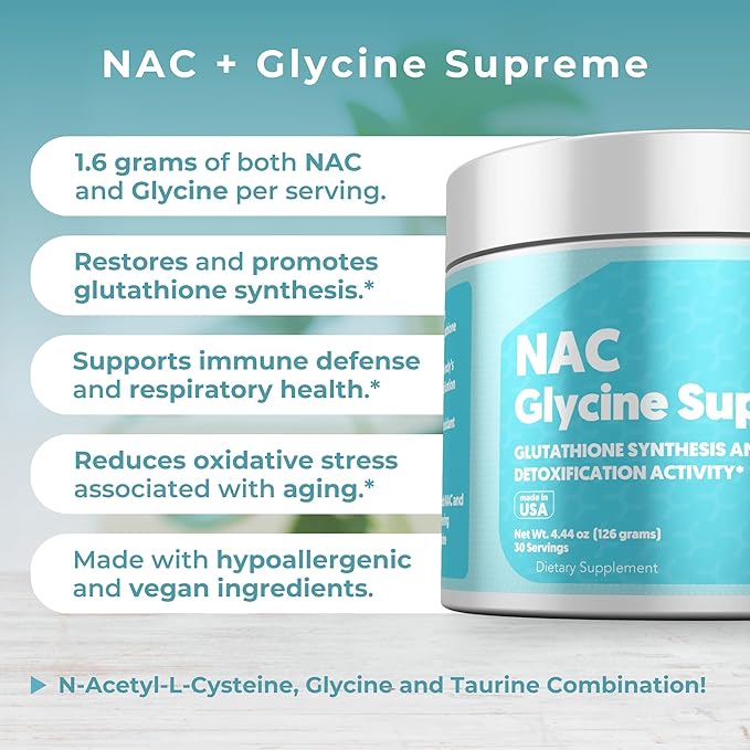MYOXCIENCE NAC Glycine Supreme | N-Acetyl-L-Cysteine, Glycine, and Taurine Combination (Natural Peach and Pineapple Flavor) (30 Servings)
