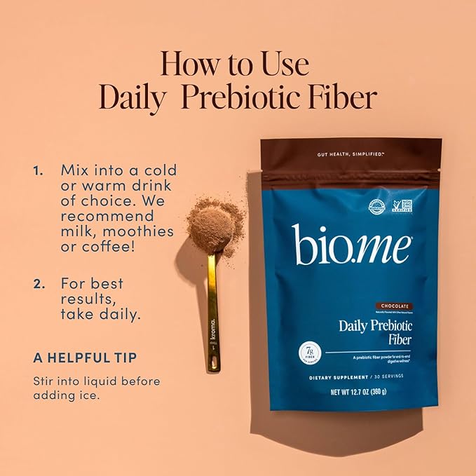 Daily Prebiotic Fiber Powder Chocolate - 7g Per Serving - Soluble & Insoluble Fiber Supplement Powder for Women & Men - Digestive Health & Gut Health - Sugar Free - 30 Servings