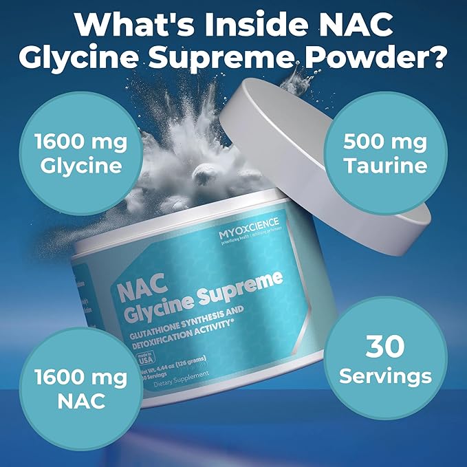 MYOXCIENCE NAC Glycine Supreme | N-Acetyl-L-Cysteine, Glycine, and Taurine Combination (Natural Peach and Pineapple Flavor) (30 Servings)