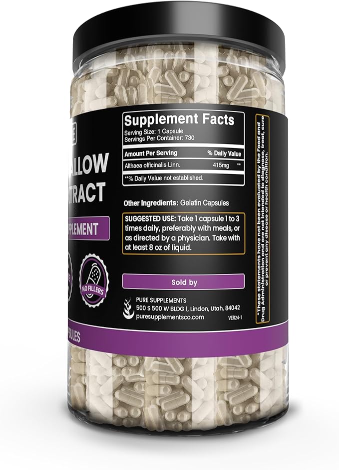 PURE ORIGINAL INGREDIENTS Marshmallow Root (730 Capsules) No Magnesium or Rice Fillers, Always Pure, Lab Verified