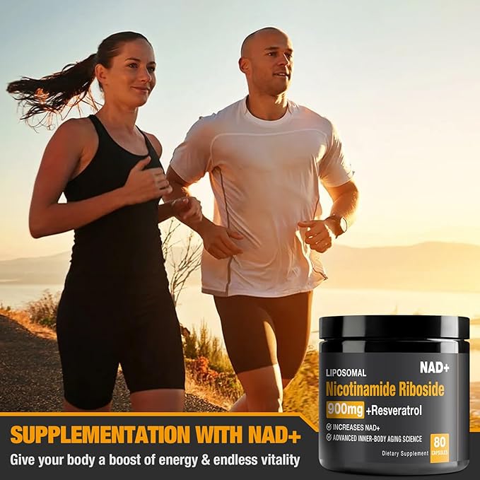 NAD Supplement - NAD+ with Nicotinamide Riboside (NR) and Resveratrol Quercetin 900mg Pure Organic NAD Plus for Cellular Repair Healthy Aging Brain Function (2 Pack)