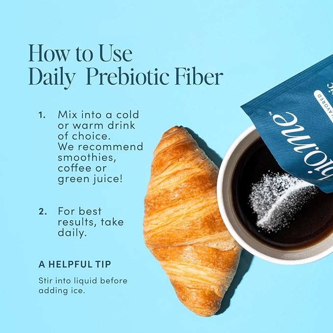 Daily Prebiotic Fiber Supplement Powder Travel Packs for Digestive Health & Gut Health - Fiber Powder Unflavored Prebiotics, Non-GMO, Gluten & Sugar Free Soluble & Insoluble Fibre - 20 Servings