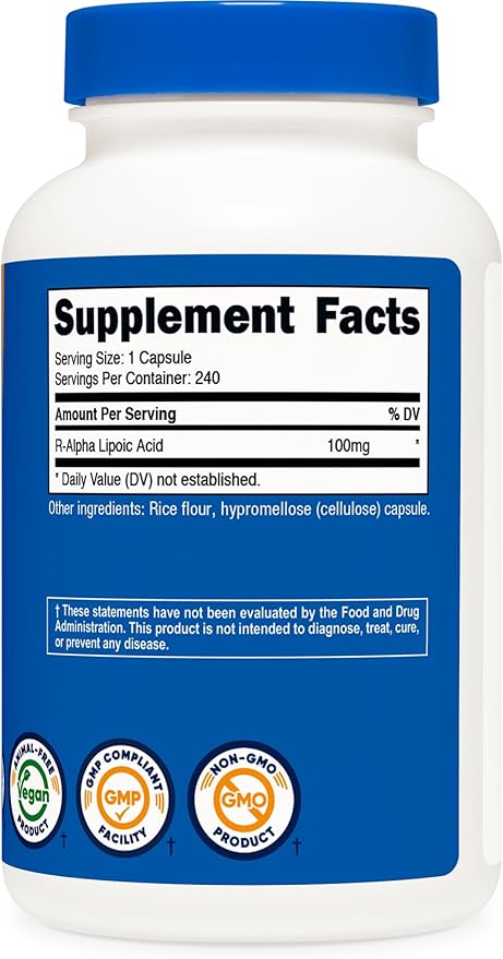 Nutricost R-Alpha Lipoic Acid 100mg, 240 Capsules - Veggie Caps, Vegan, Non-GMO, Gluten Free