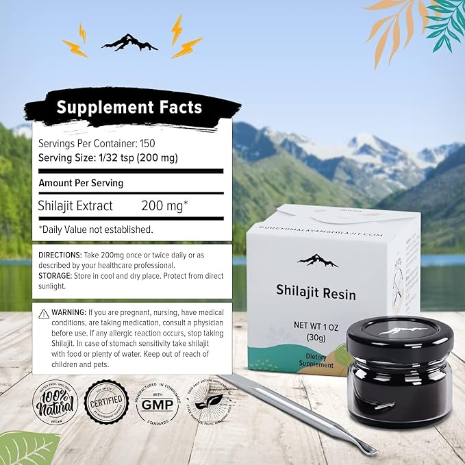Pure Himalayan Shilajit, High Nutritional Potency, Grade A Shilajit Resin with 85+ Plant-Derived Trace Minerals and Fulvic Acid, Energy & Immune Suport for Men & Women, 3rd Party US Lab Tested (115g)