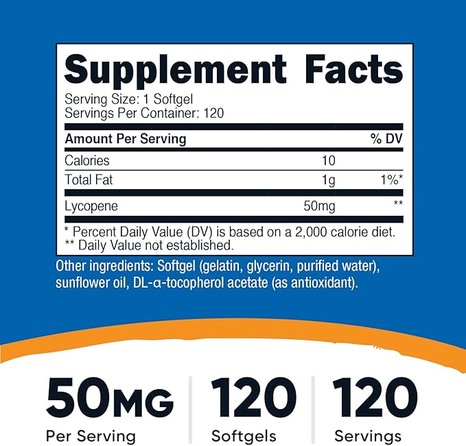 Nutricost Lycopene 50mg Softgels (120 Softgels)
