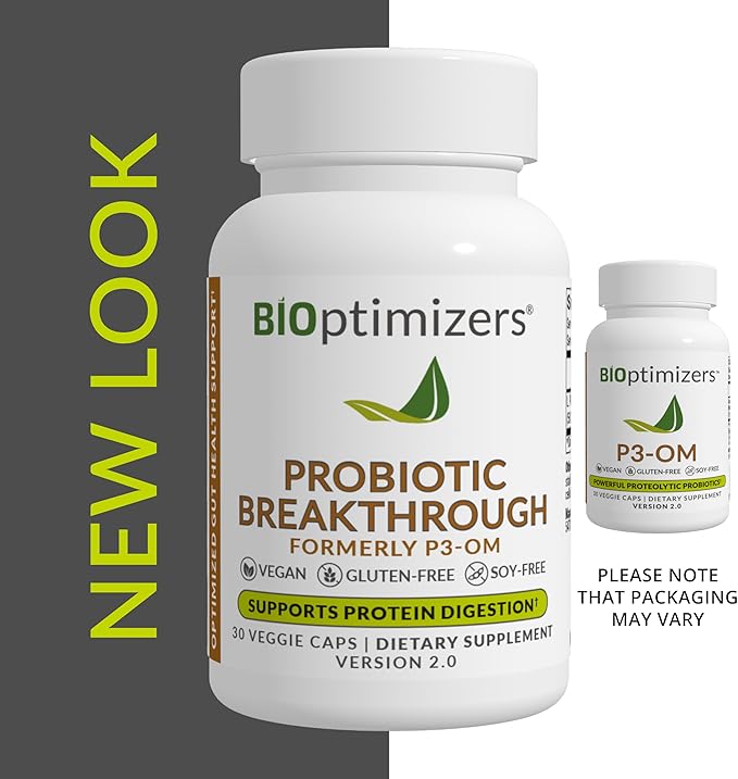 BiOptimizers Probiotic Breakthrough – Lactobacillus Plantarum OM Probiotics & Prebiotics Health Supplement for Gut, Digestive & Immune Support Probiotics for Women Men Elderly– 60 Vegan Capsules