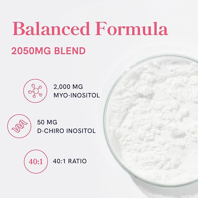 Myo-Inositol & D-Chiro Inositol for Hormone Balance for Women | Fertility, Ovarian Health & Cycle Support | Ideal 40:1 Ratio, Myoinositol 2000mg & D Chiro 50mg | Ovarian Support Vitamins | 120 Ct.