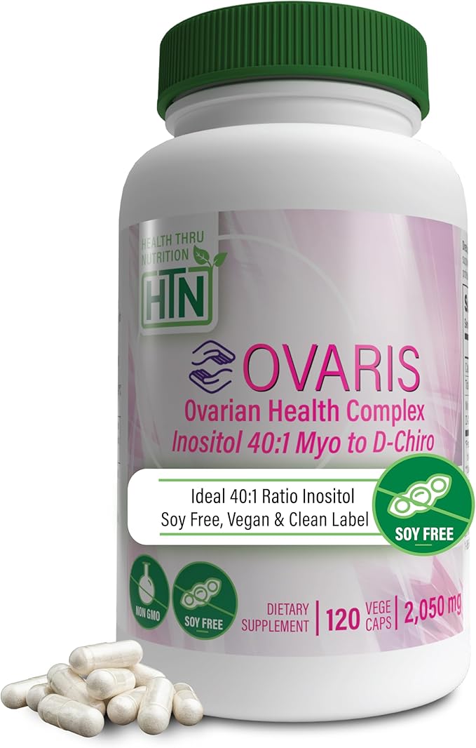 Health Thru Nutrition OVARIS | Ovarian Health Complex | Inositol 40:1 Myo to D-Chiro | Hormonal & Ovary Function Support | Vitamin B8 Supplement for Women | Certified Vegan Non-GMO | Pack of 120