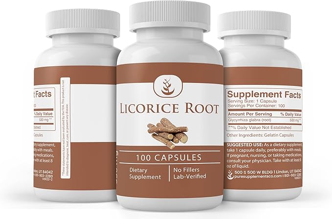 Pure Original Ingredients Licorice Root Extract (100 Capsules) Always Pure, No Additives Or Fillers, Lab Verified
