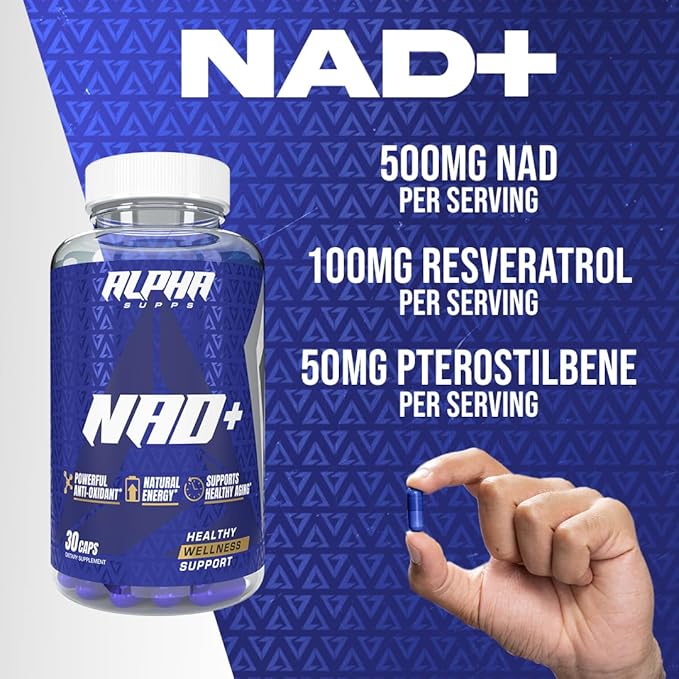 NAD+ Resveratrol Supplement - Advanced NAD Plus Antioxidant Formula - Supports Cellular Vitality, Healthy Aging, Energy & Longevity - Ideal for Men & Women - 30 Capsules