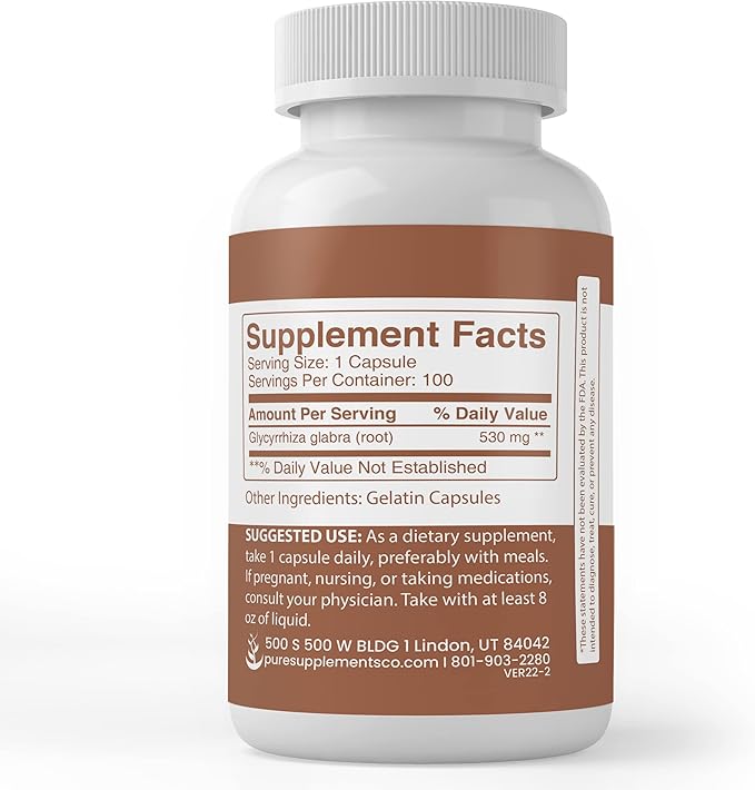 Pure Original Ingredients Licorice Root Extract (100 Capsules) Always Pure, No Additives Or Fillers, Lab Verified