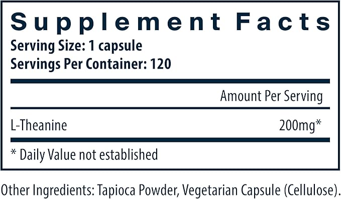 Vital Nutrients L-Theanine 200mg | Vegan Supplement | L Theanine Supplement Supports Normal Stress Levels and Cognitive Function* | Gluten, Dairy and Soy Free | 120 Capsules